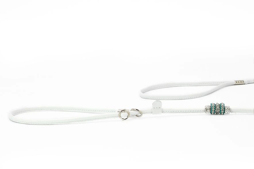 Maul Showleine Verstellbar Mit Perlen Weiss / Silber