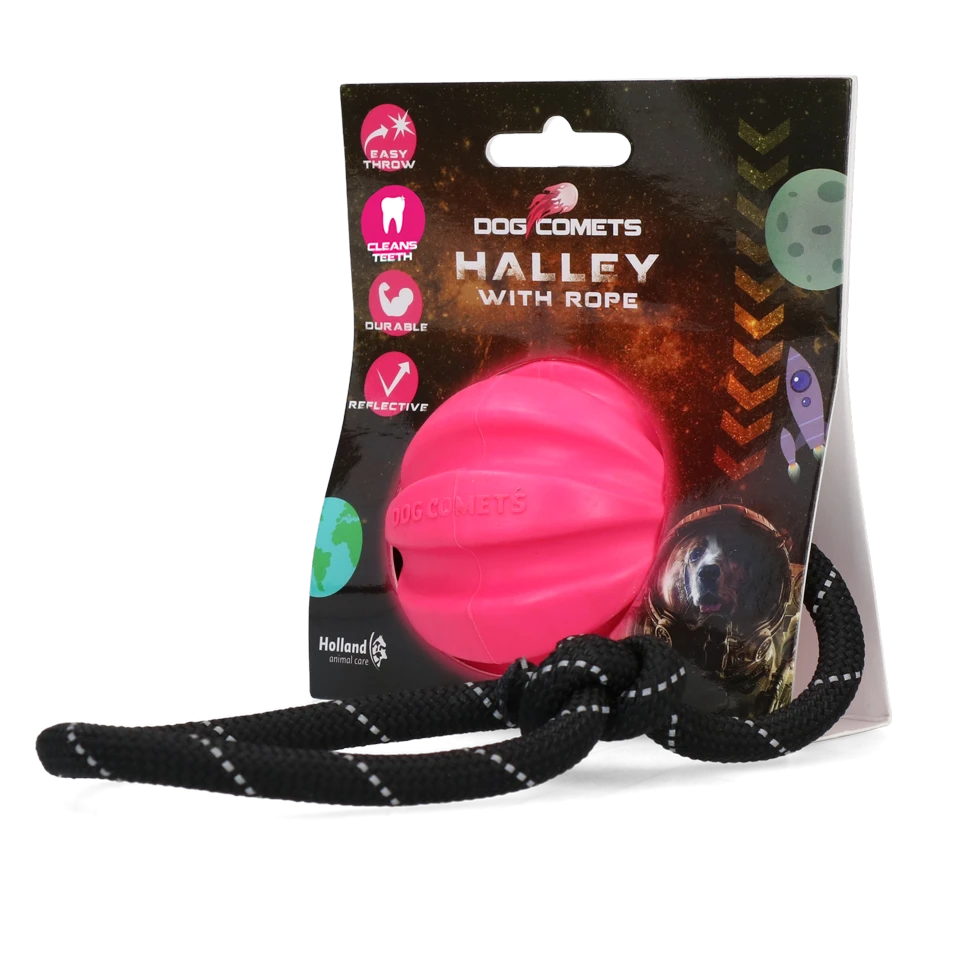 Dog Comets Ball Halley Pink Mit Seil 3 Dog Comets Ball Halley Pink Mit Seil