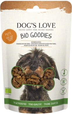 Dogs Love BIO Leckerlies Pute 150 G 97% Bio Fleisch, Luftgetrocknet Getreidefrei